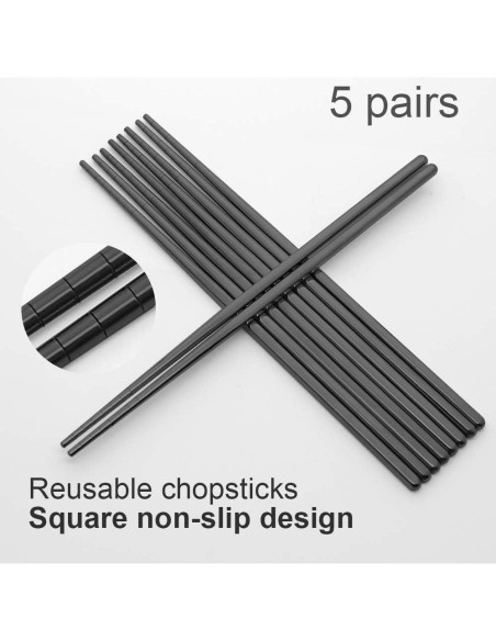 Palillos Reutilizables de Acero Inoxidable MUYOS 23 cm Antideslizantes