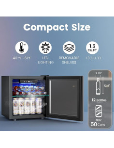 Refrigerador de Bebidas COWSAR 50 Latas 1.3 Pies Cúbicos 2