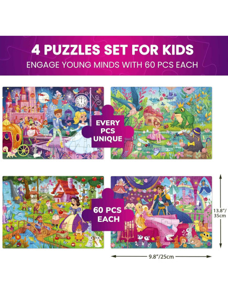 Puzzles QUOKKA para Niños 4-6 Años - Set 4 Puzzles 60 Piezas Puzzles QUOKKA para Niños 4-6 Años - Set 4 Puzzles 60 Piezas