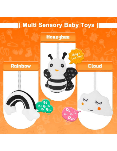 Juguete Sensorial para Asiento de Coche FPVERA Negro y Blanco