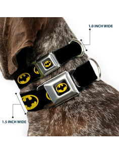 Collar para Perro Buckle-Down Batman 24-33 cm Negro Amarillo 2