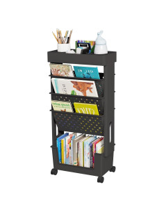Estantería Móvil 5 Niveles Yeavs Negra para Oficina y Estudio