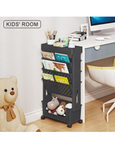 Estantería Móvil 5 Niveles Yeavs Negra para Oficina y Estudio 2