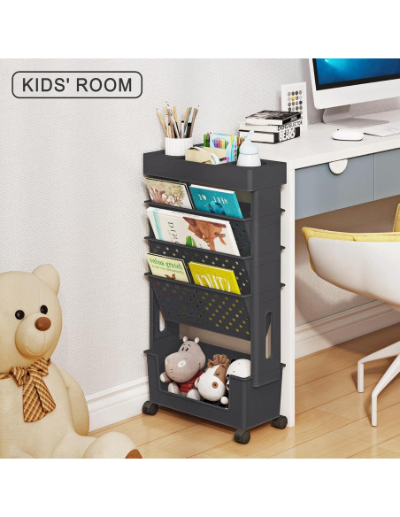 Estantería Móvil 5 Niveles Yeavs Negra para Oficina y Estudio