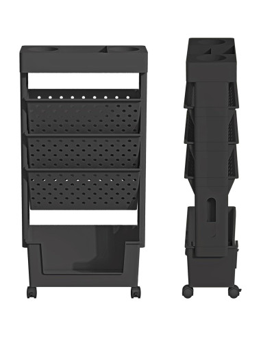 Estantería Móvil 5 Niveles Yeavs Negra para Oficina y Estudio