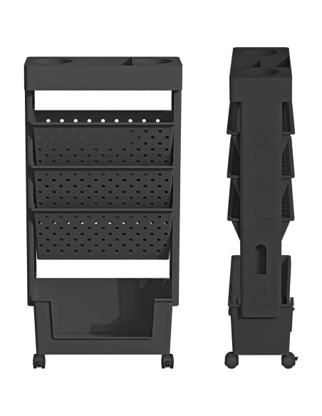 Estantería Móvil 5 Niveles Yeavs Negra para Oficina y Estudio