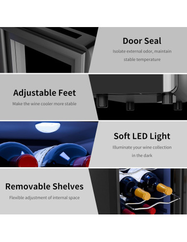 Enfriador de Vino JINJUNYE 6 Botellas Control Digital 7-19C