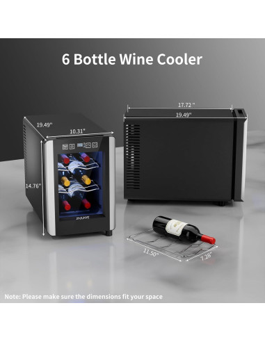 Enfriador de Vino JINJUNYE 6 Botellas Control Digital 7-19C