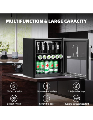 Mini Nevera Tecnolove 1.6 Pies Cúbicos Acero Inoxidable