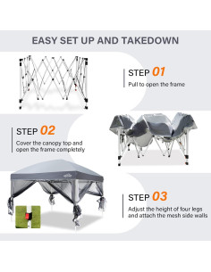 Carpa Plegable AIGOCANO 3x3m con Pantalla y Bolsa Ruedas 2