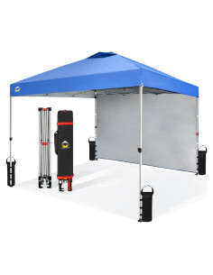 Carpa Plegable 3.05x3.05m CROWN SHADES con 1 Pared Lateral Azul