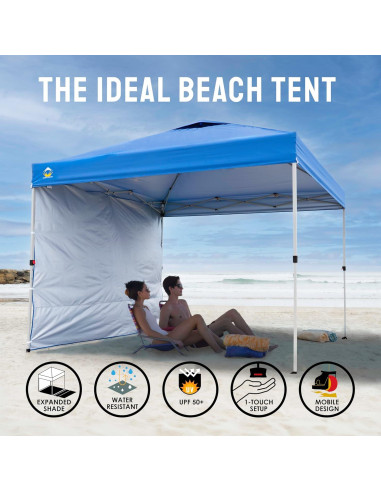Carpa Plegable 3.05x3.05m CROWN SHADES con 1 Pared Lateral Azul
