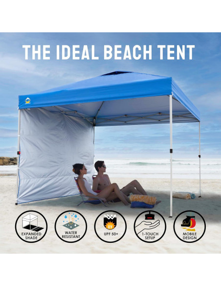 Carpa Plegable 3.05x3.05m CROWN SHADES con 1 Pared Lateral Azul
