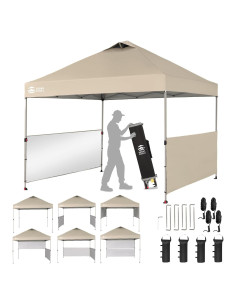Carpa Plegable 10x10 CROWN SHADES Beige con 2 Paredes Laterales
