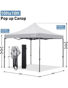 Carpa Plegable 3x3m GDY Blanca para Exterior con Protección UV 2