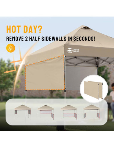 Carpa Plegable 10x10 CROWN SHADES Beige con 2 Paredes Laterales