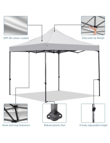 Carpa Plegable 3x3m GDY Blanca para Exterior con Protección UV