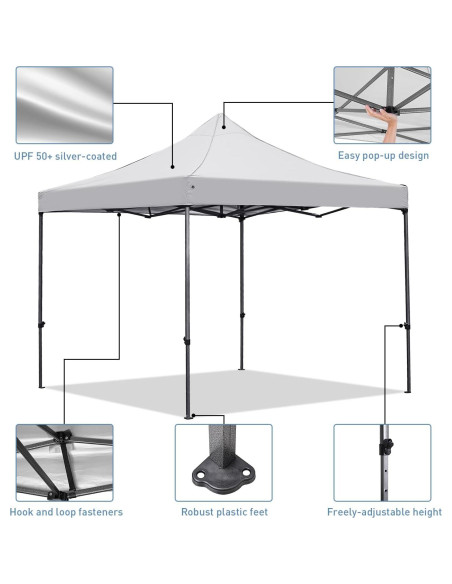 Carpa Plegable 3x3m GDY Blanca para Exterior con Protección UV