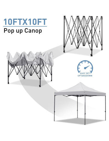 Carpa Plegable 3x3m GDY Blanca para Exterior con Protección UV