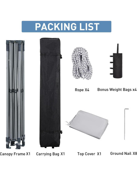 Carpa Plegable 3x3m GDY Blanca para Exterior con Protección UV