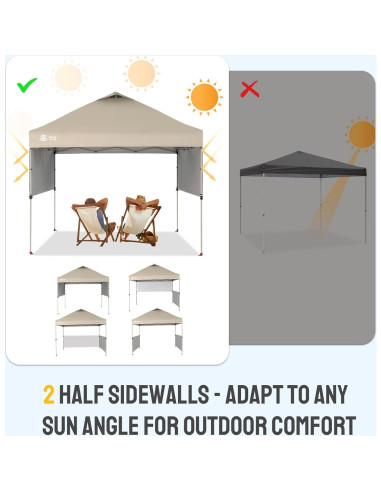 Carpa Plegable 10x10 CROWN SHADES Beige con 2 Paredes Laterales