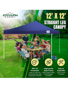 Carpa Instantánea Caravan 3.66x3.66m Azul Marino Poliester 2