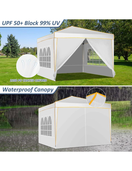 Carpa Plegable COBIZI 10x10m Blanca con 4 Paredes y Bolsa