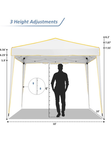 Carpa Plegable COBIZI 10x10m Blanca con 4 Paredes y Bolsa