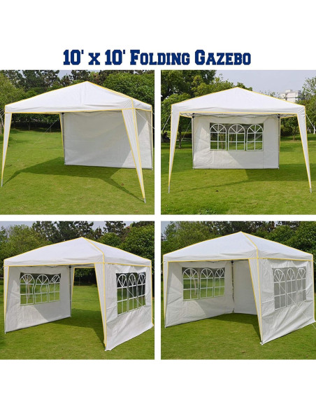 Carpa Plegable COBIZI 10x10m Blanca con 4 Paredes y Bolsa