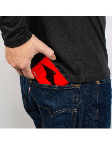 Billetera Bifold PU Batman Rojo Negro Buckle-Down