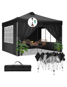 Carpa Plegable COBIZI 10x10 m Impermeable con 4 Paredes