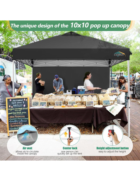 Carpa Plegable COBIZI 10x10 m Impermeable con 4 Paredes