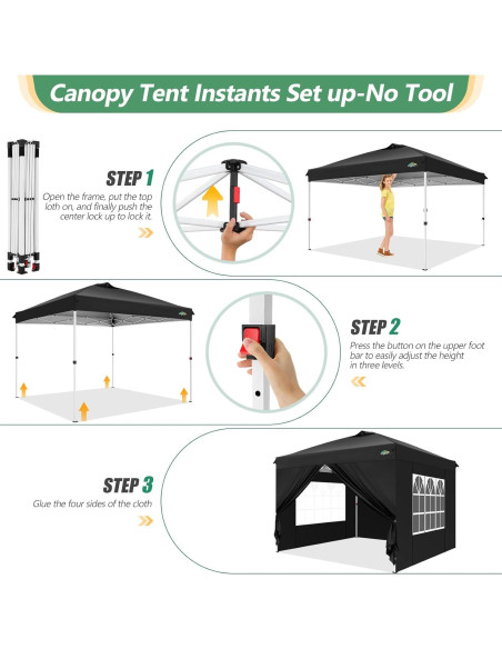 Carpa Plegable COBIZI 10x10 m Impermeable con 4 Paredes
