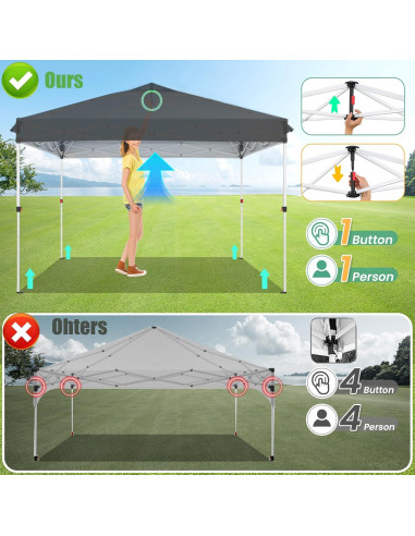 Carpa Plegable COBIZI 10x10 m Impermeable con 4 Paredes