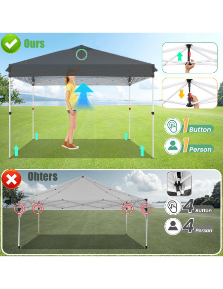 Carpa Plegable COBIZI 10x10 m Impermeable con 4 Paredes