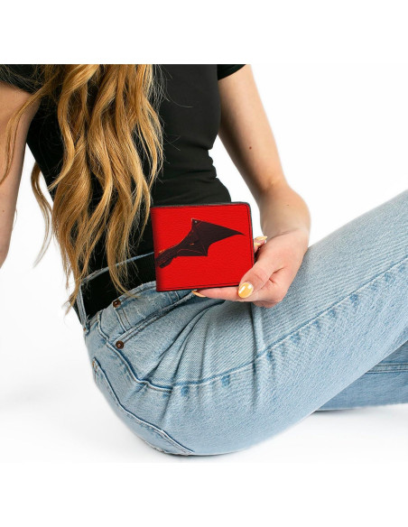 Billetera Bifold PU Batman Rojo Negro Buckle-Down