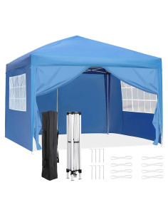 Carpa Plegable 3x3 m OKVAC Azul con Paredes Removibles