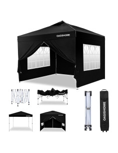 Carpa Plegable OASISHOME 10x10 con 4 Paredes Laterales Negra