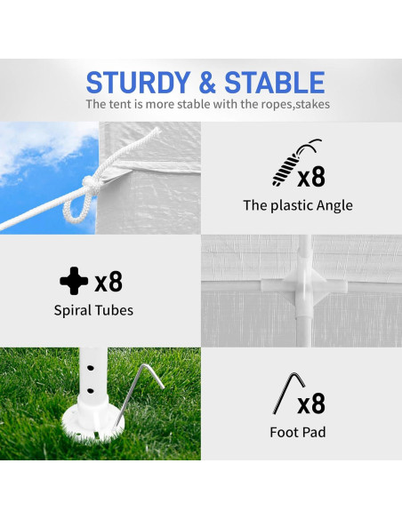 Carpa de Fiesta Kshioe 3x9m Impermeable con 8 Paredes