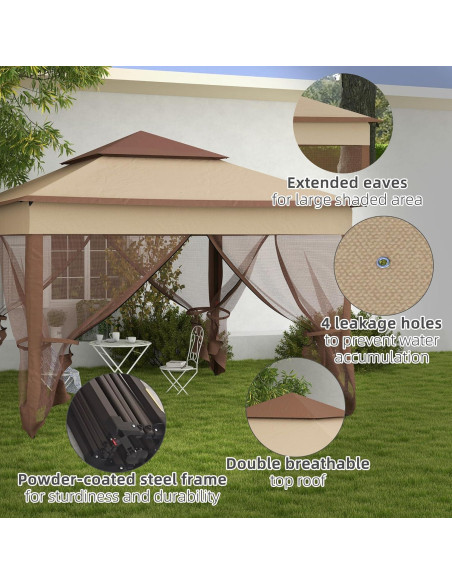 Carpa Pop-Up 3.25x3.25m Genérico con Malla y Bolsa Caqui