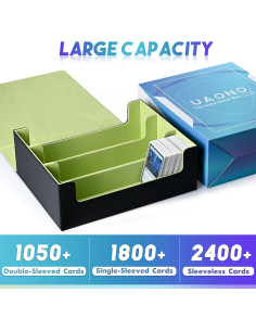 Caja de Almacenamiento de Cartas UAONO 1800+ Magnética Negra/Verde 2