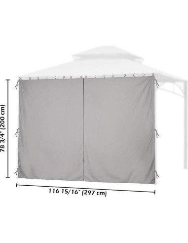 Panel Lateral Yescom 10x6.5ft para Gazebo 10x10ft - Gris