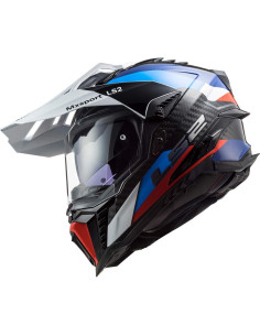 Casco de Aventura LS2 Explorer Carbono Mediano Negro Azul 2