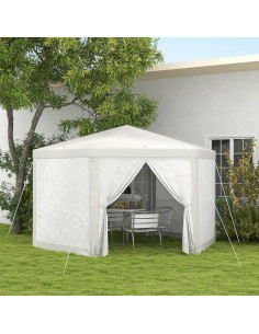 Tienda de Fiesta Hexagonal Kaimei 3.96x3.35m Color Crema 2