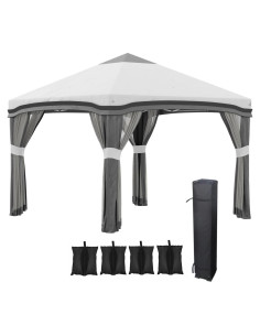 Carpa de Dosel Plegable 3x3m con Malla - Gazebo Ajustable