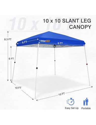Carpa portátil INTER HUT 3x3m con bolsa y ruedas, azul