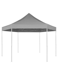 Marquesina Plegable Hexagonal ANYCHOLE 3.6m x 3.1m Gris