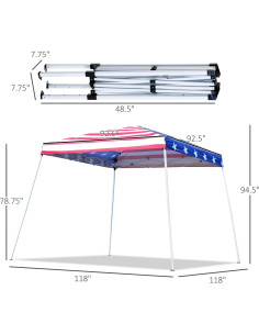 Carpa Plegable 3x3m Genérico con Techo de Bandera Americana 2
