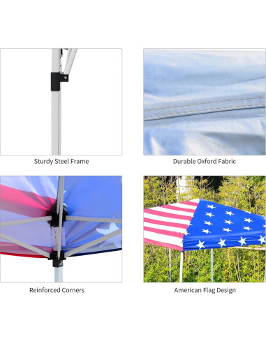 Carpa Plegable 3x3m Genérico con Techo de Bandera Americana
