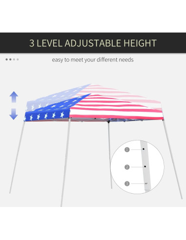 Carpa Plegable 3x3m Genérico con Techo de Bandera Americana